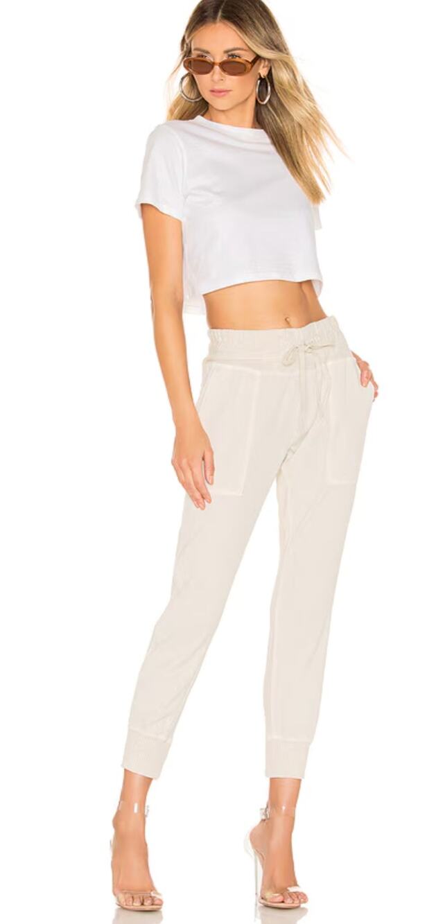 James Perse Pant Womens 1 Small Mixed Media Sweatpant in Talc Jogger Relaxed Fit